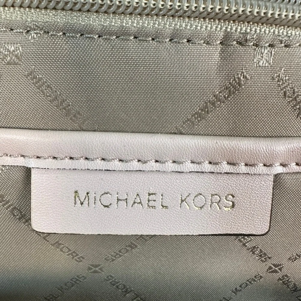 Michael Kors Rhea Medium Pebbled Leather Backpack Blush Pink Gold Tone Hardware
